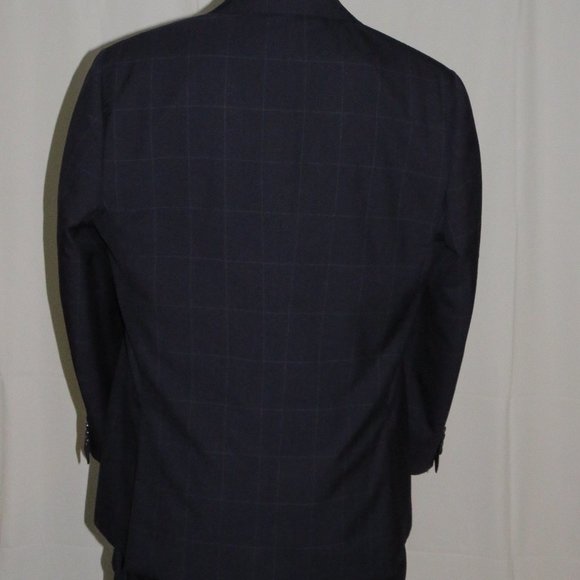 Trunk Club Custom Navy Blue Windowpane Flat Front Two Button Suit 44R - Picture 9 of 16